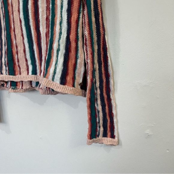 Roxy Tilly’s Exclusive Pink Teal White Red Vertical Striped Hooded Knit Sweater - Picture 10 of 16